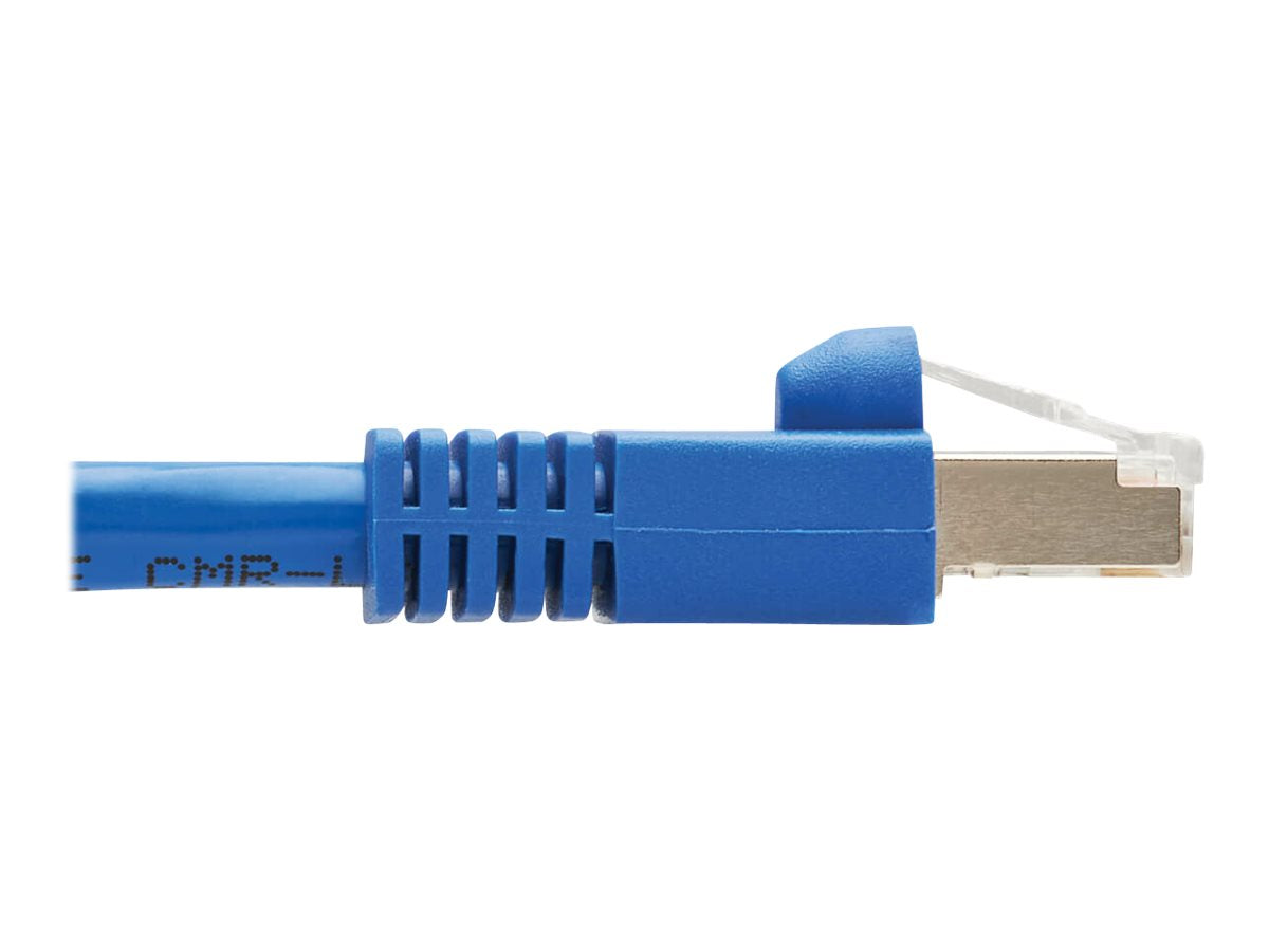 EATON TRIPPLITE M12 X-Code Cat6a 10G F/UTP CMR-LP Shielded Ethernet Cable Right-Angle M12m/RJ45m IP68 PoE Blue 10m