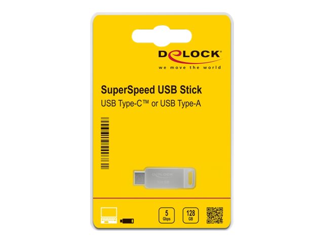 DELOCK USB 3.2 Gen 1 USB-C + Typ-A Speicherstick 128GB am Schlüsselbund