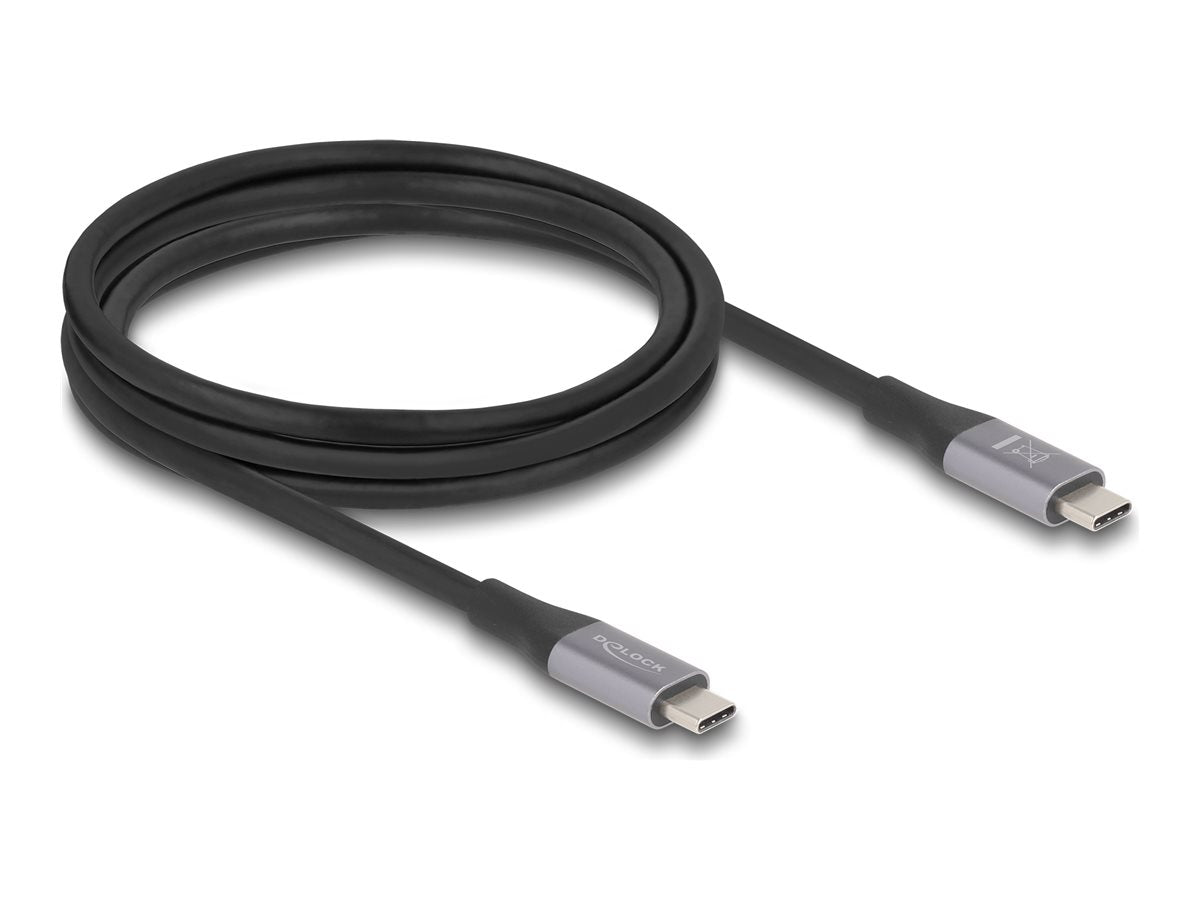 DELOCK USB 40 Gbps Kabel USB Type-C Stecker zu Stecker PD 3.1 240 W E-Marker 2m grau Metall - Vorderansicht