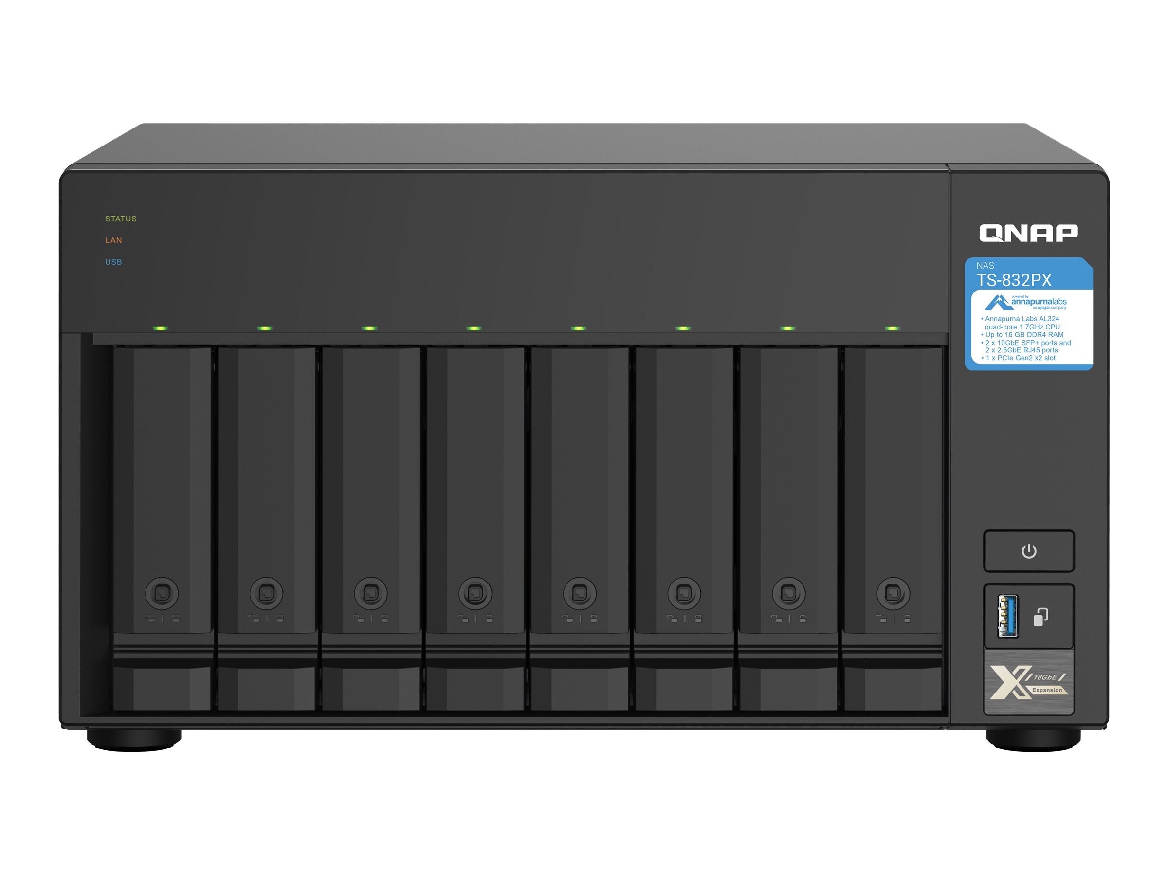 QNAP TS-832PX-4G NAS-Server Rückansicht