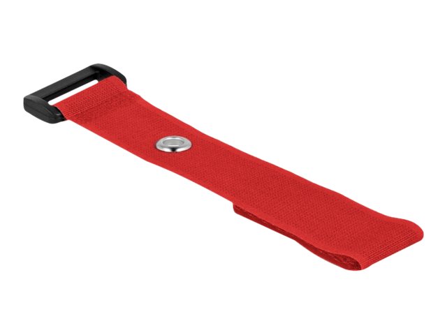 DELOCK Klett-Kabelbinder mit Schlaufe und Befestigungsöse L 190 x B 25mm rot 5 Stück
