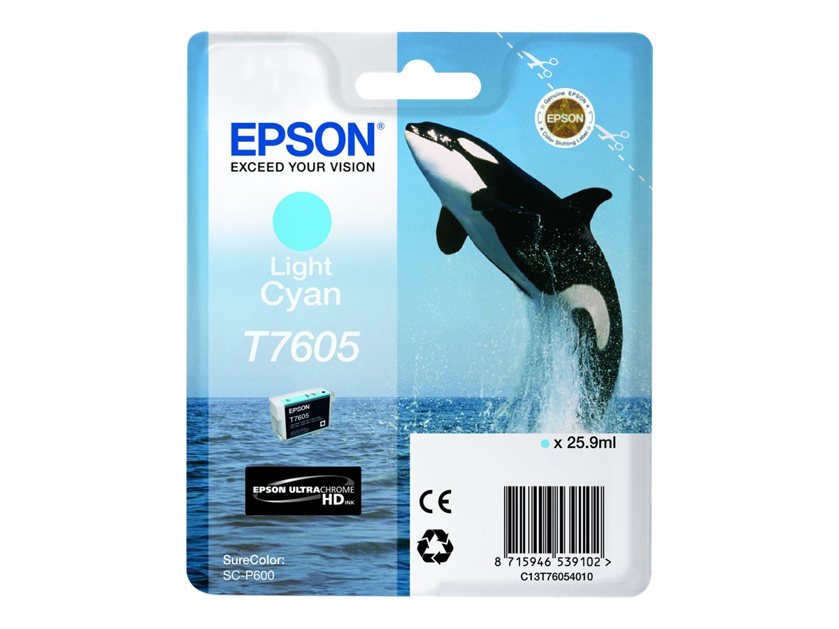 EPSON T7605 Tinte cyan hohe Kapazität im Einsatz