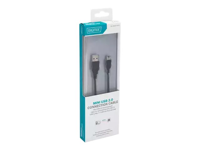 DIGITUS USB 2.0 Anschlusskabel Typ A - mini B 5pin St/St 1,0m Vorderansicht