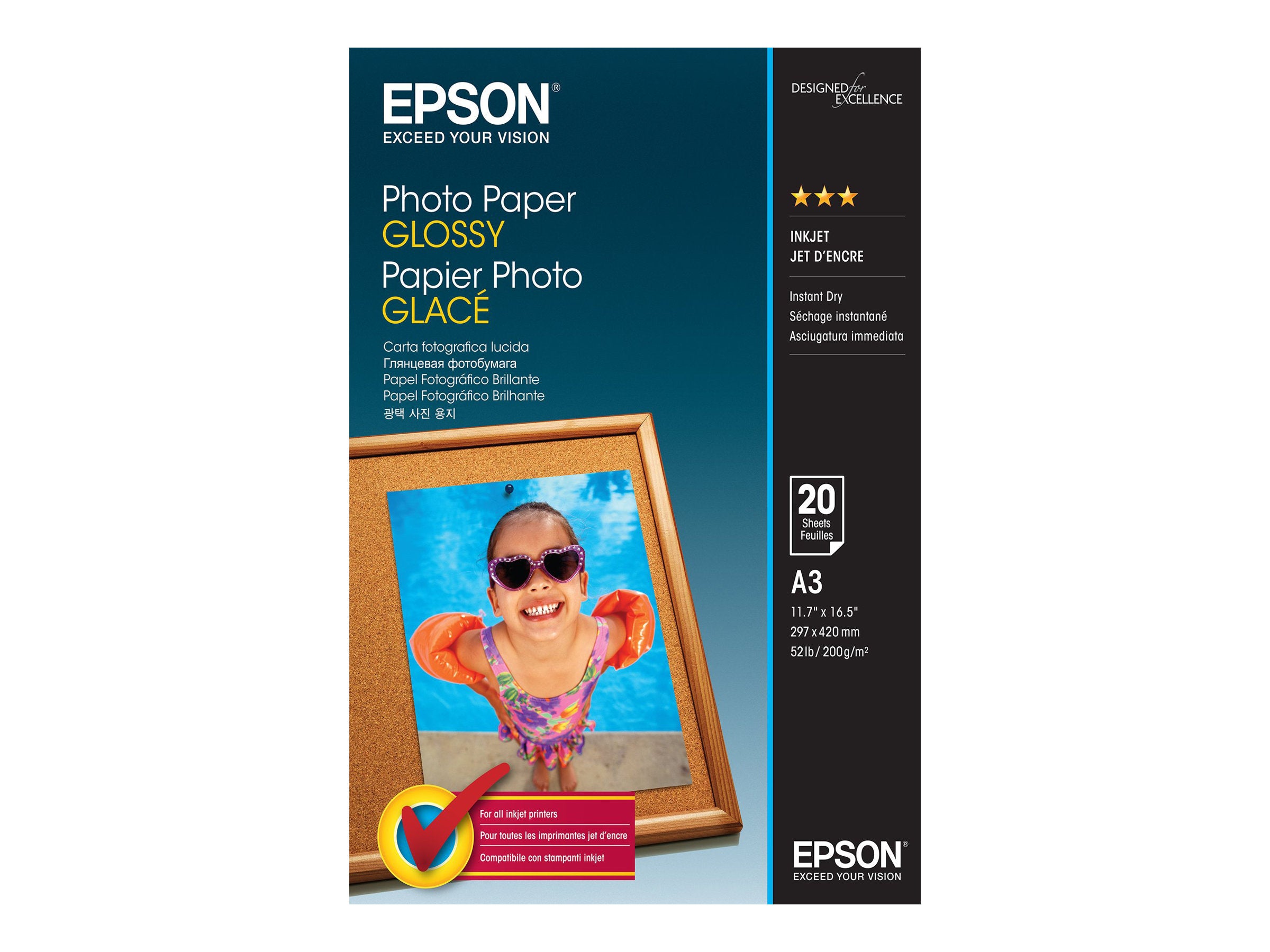 EPSON Foto Papier glänzend A3 Vorderansicht