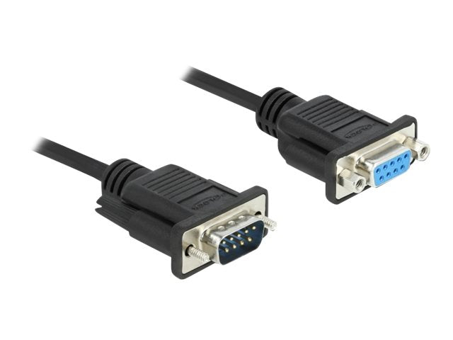 DELOCK Seriell Kabel RS-232 Sub-D9 Stecker zu Buchsemit sch malem Steckergehäuse 2m