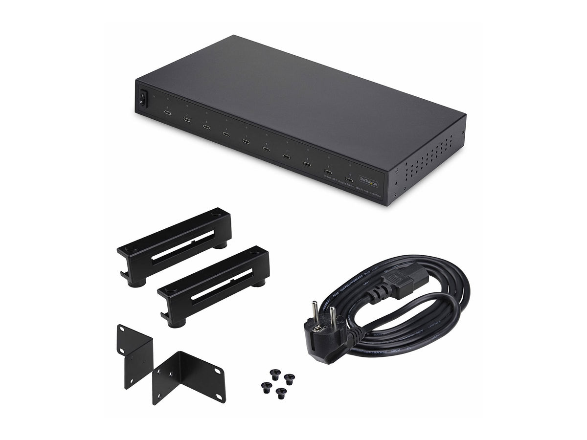 STARTECH.COM 10-Port USB-C Ladestation 60W pro Port 350W Gesamtleistung Multiport-Ladegerät USB C PD Ladehub fur Laptops TAA-Konform