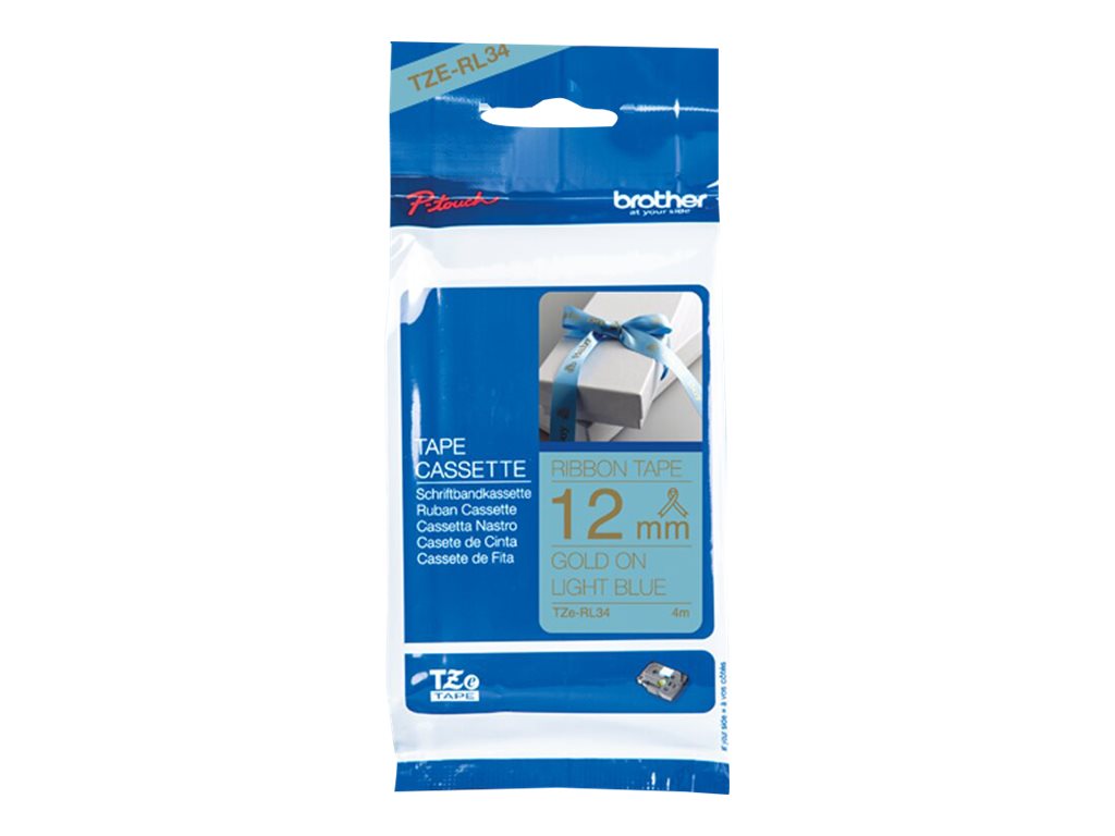 BROTHER P-Touch 12mm light blue/gold ribbon tape Vorderansicht
