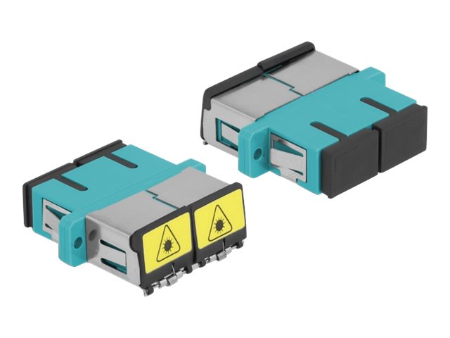 DELOCK LWL Kupplung mit Laserschutzklappe SC Duplex Buchse zu SC Duplex Buchse Multimode aqua