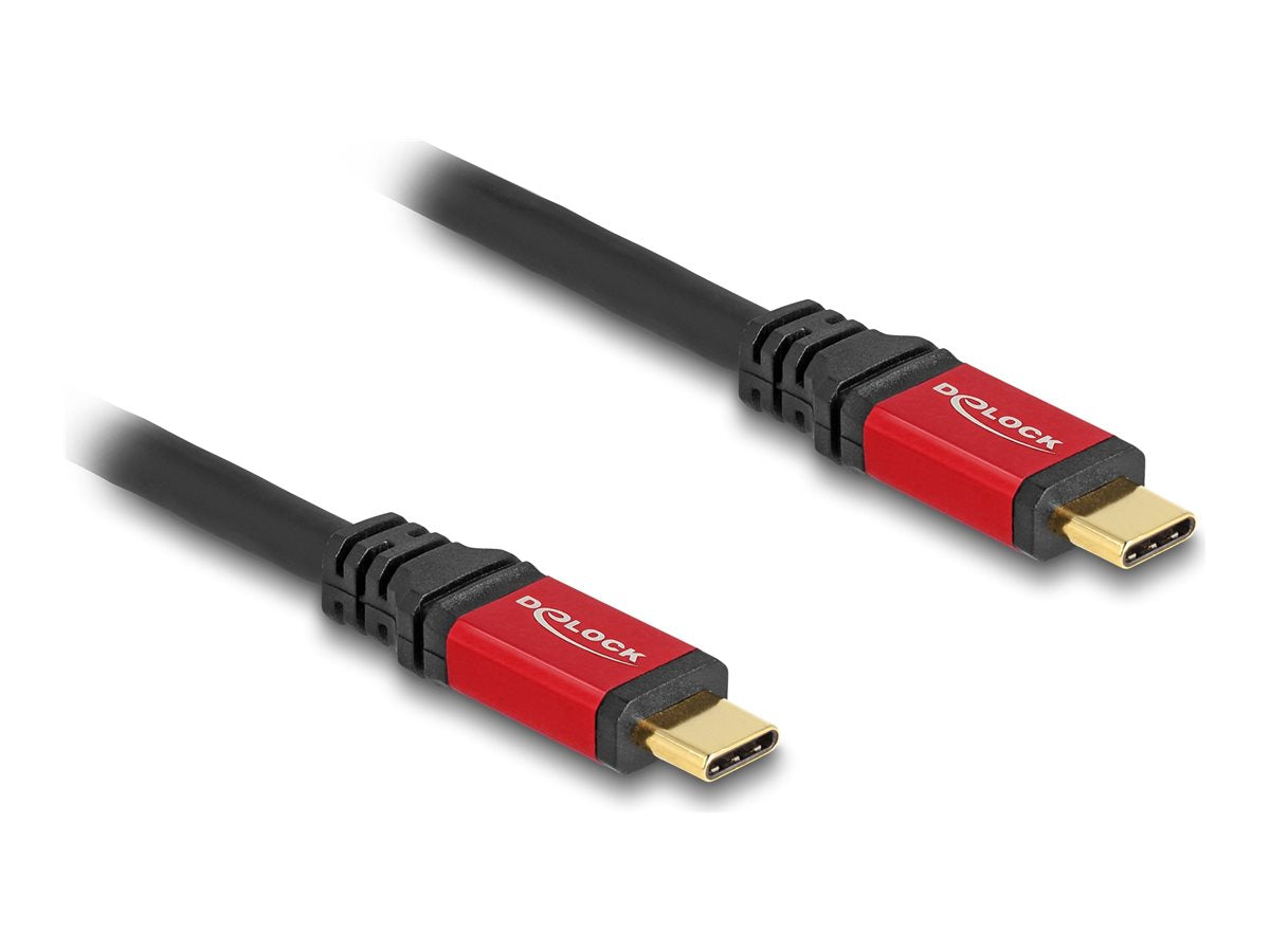 DELOCK USB 20 Gbps Kabel USB Type-C Stecker zu Stecker PD 3.0 100 W E-Marker 0,5m rot Metall - Vorderansicht