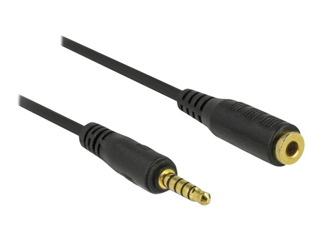 DELOCK Klinkenkabel 3,5mm 5 Pin Stecker zu Stecker 1m schwarz - Verpackung