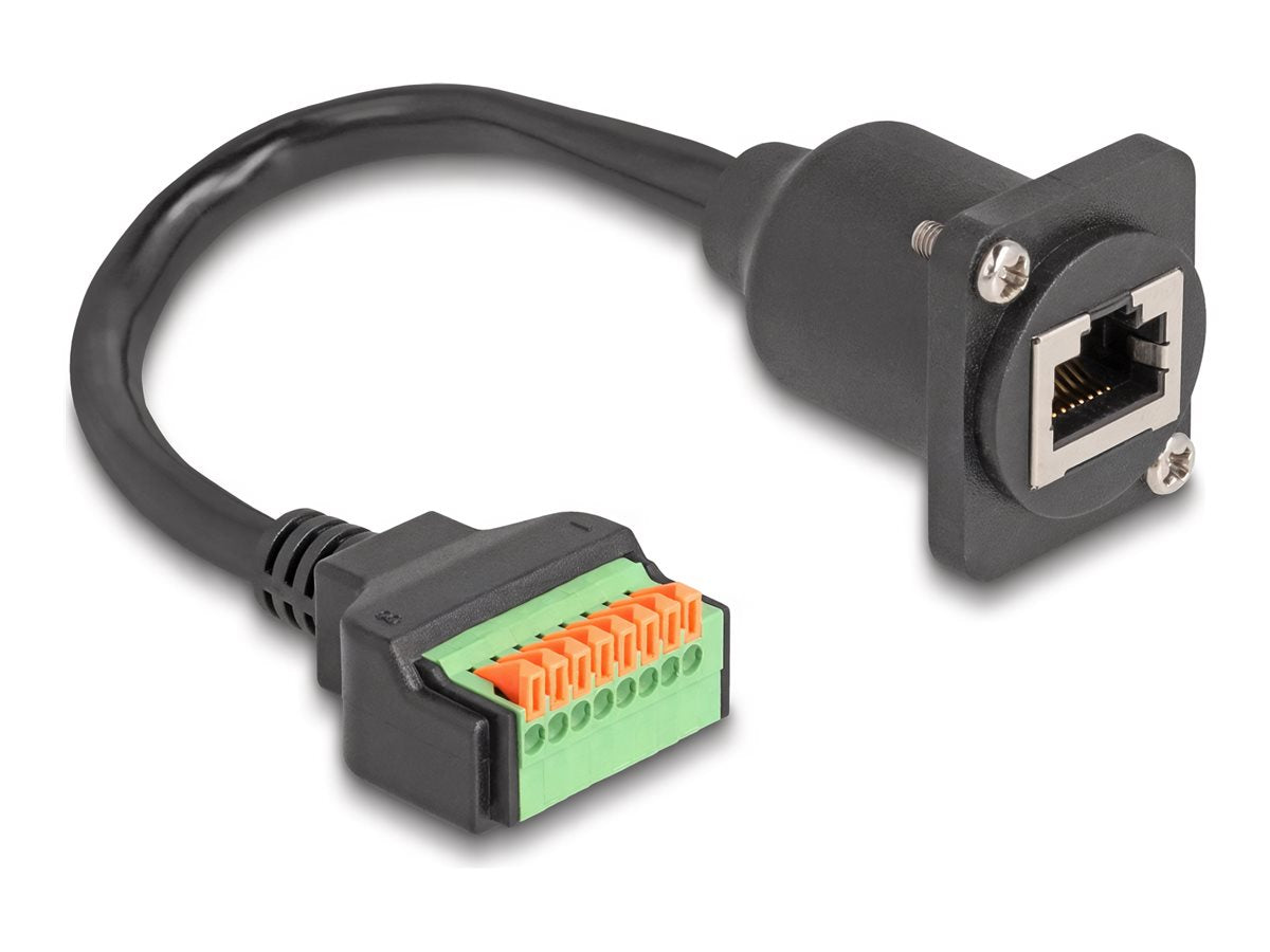 DELOCK D-Typ Kabel RJ45 Buchse zu Terminalblock Cat.5e schwarz 30cm - Vorderansicht