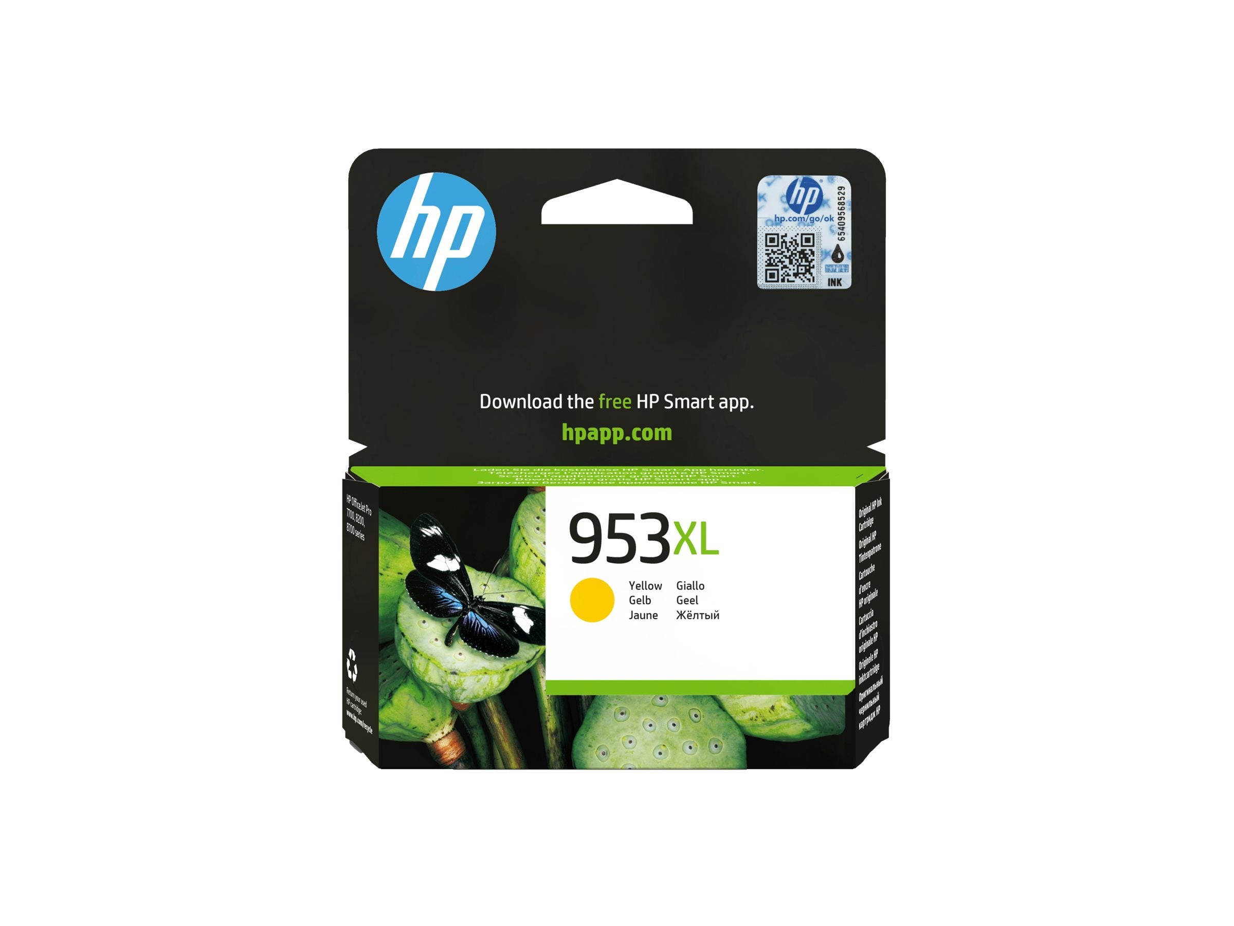 HP 953XL original Tintenpatrone F6U18AE BGX Gelb Vorderansicht