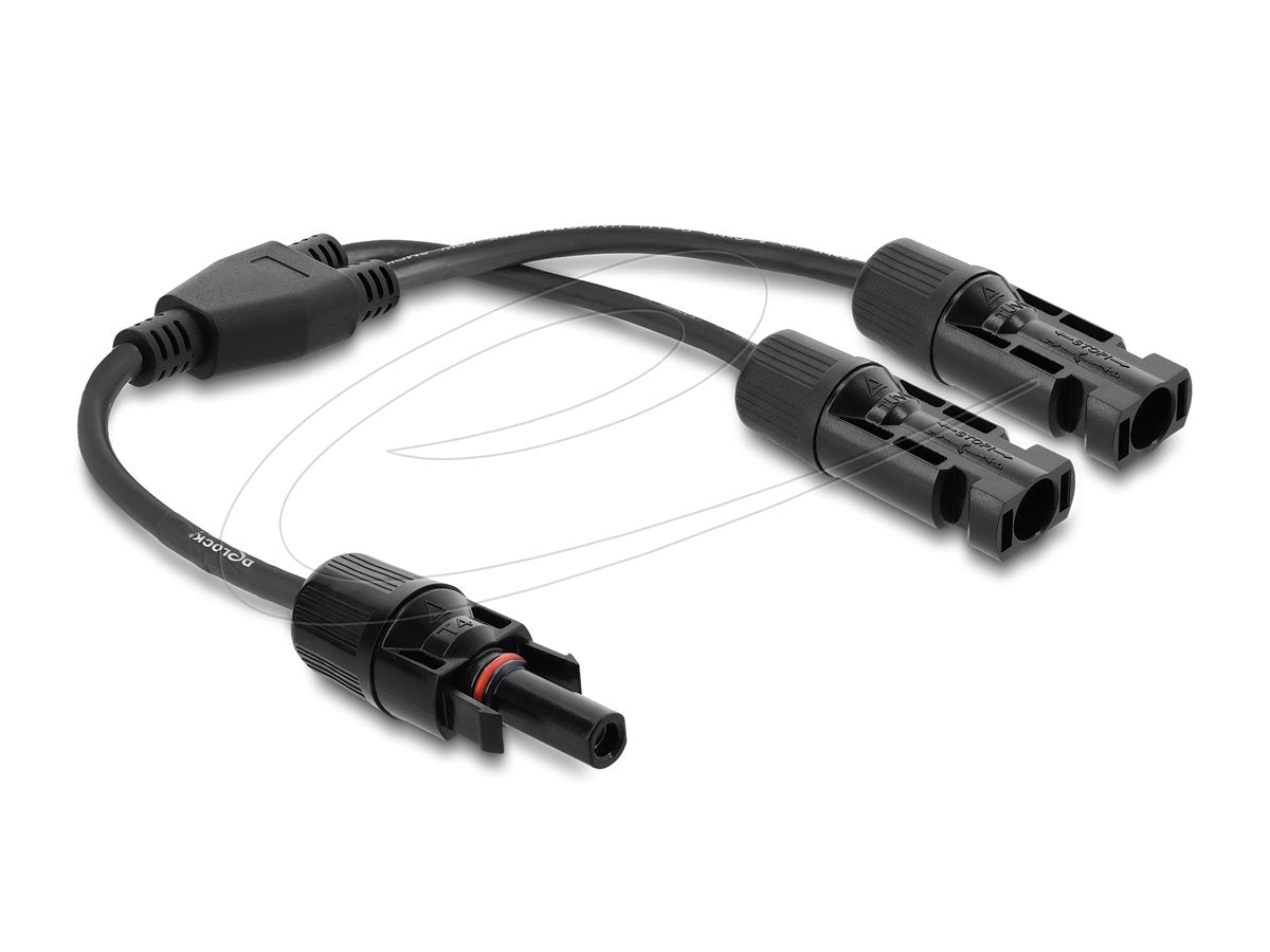 DELOCK DL4 Solar Splitter Kabel 2 x Stecker zu 1 x Buchse 30cm schwarz - Vorderansicht