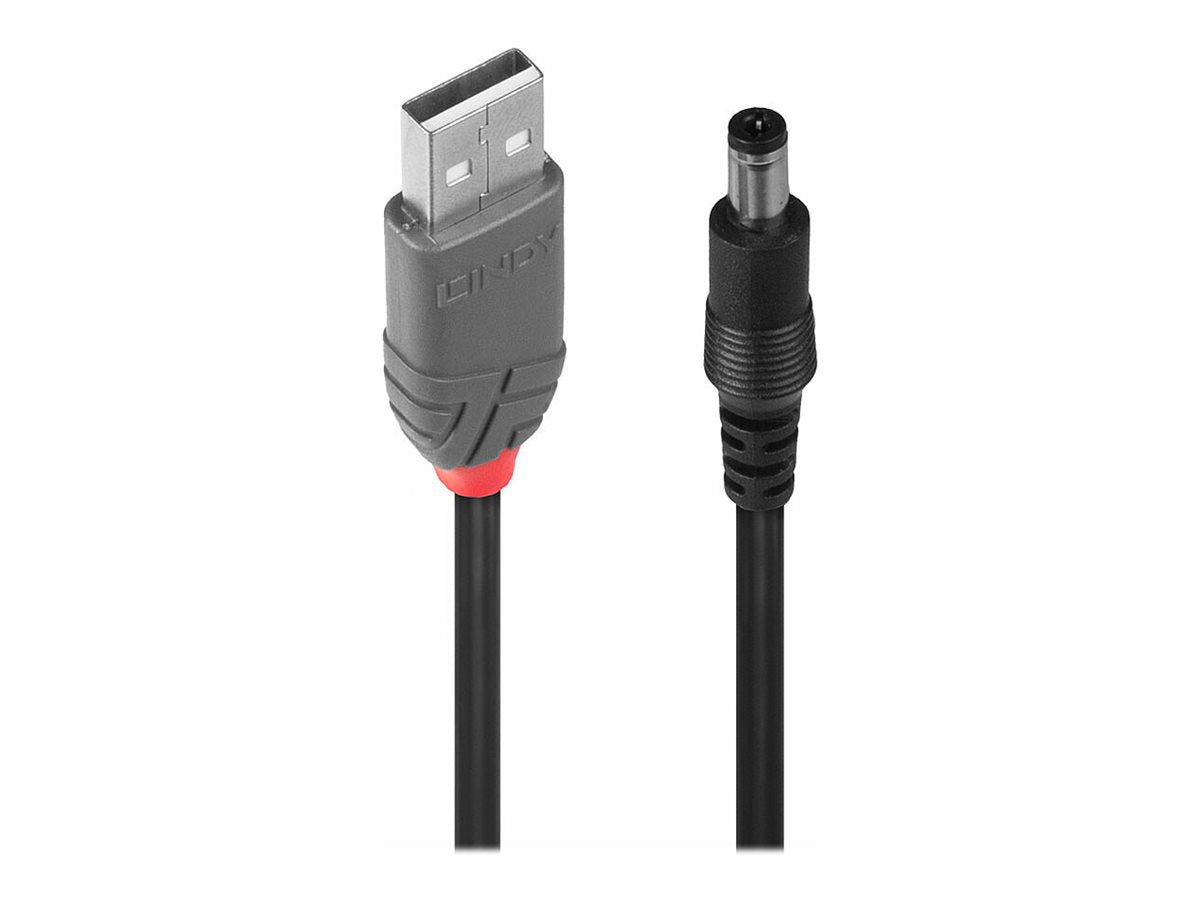 LINDY Adapterkabel USB A - DC 5,5/2,1mm Hohlstecker 1,5m Vorderansicht