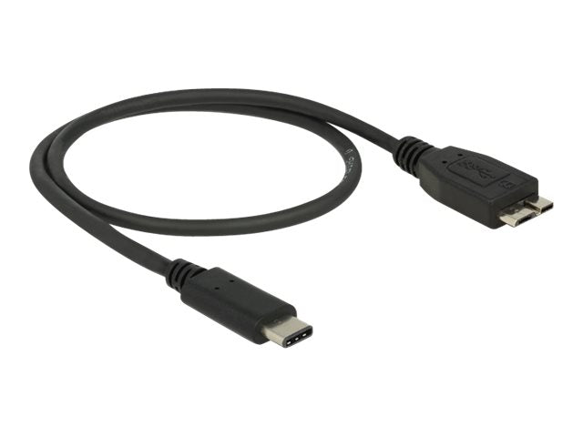 DELOCK Kabel USB 3.1 Gen 2 USB Type-C Stecker > USB Micro-B Stecker 0,5 m schwarz - Vorderansicht