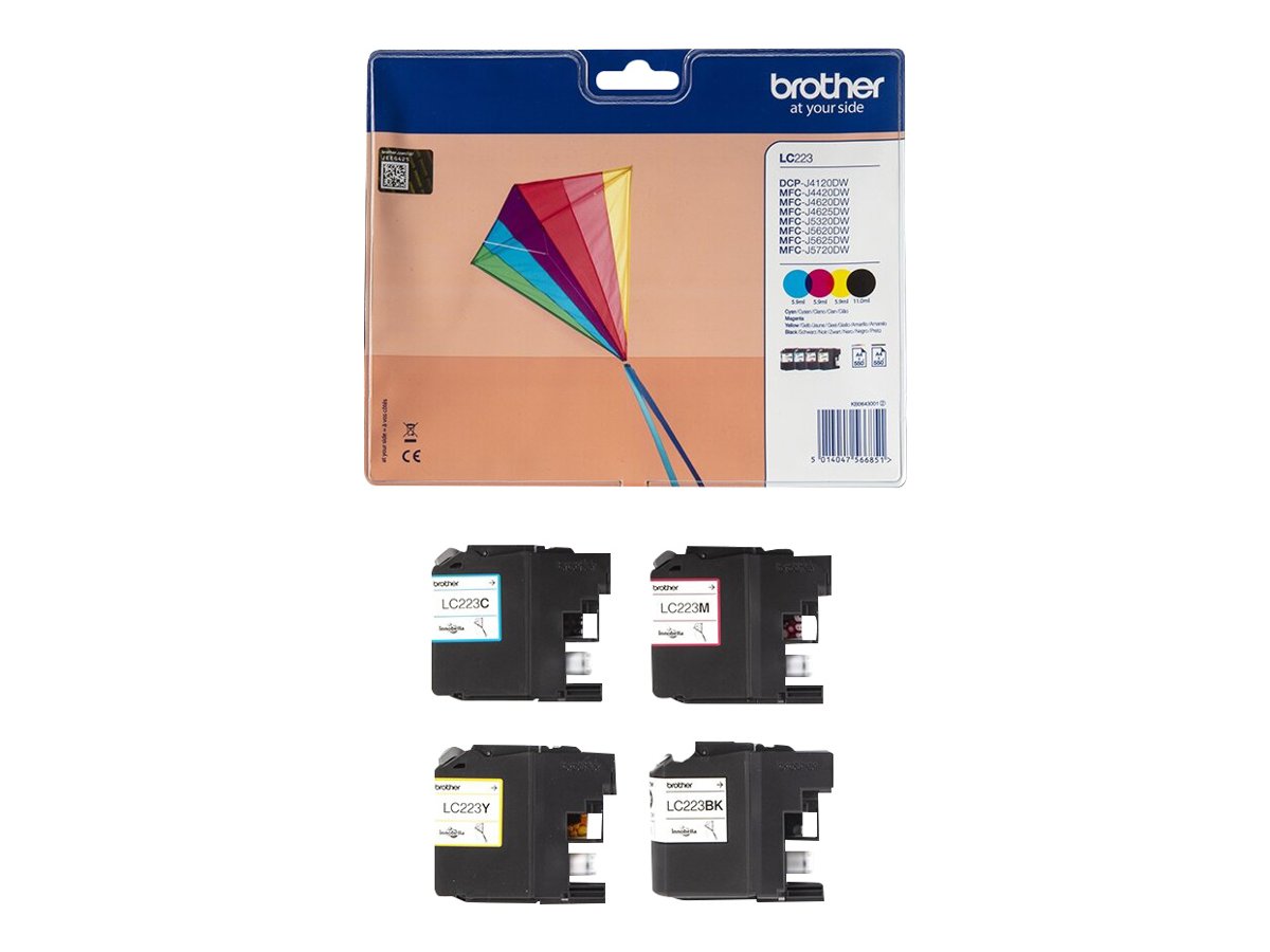 BROTHER LC-223 Tinte schwarz und dreifarbig Vorderansicht
