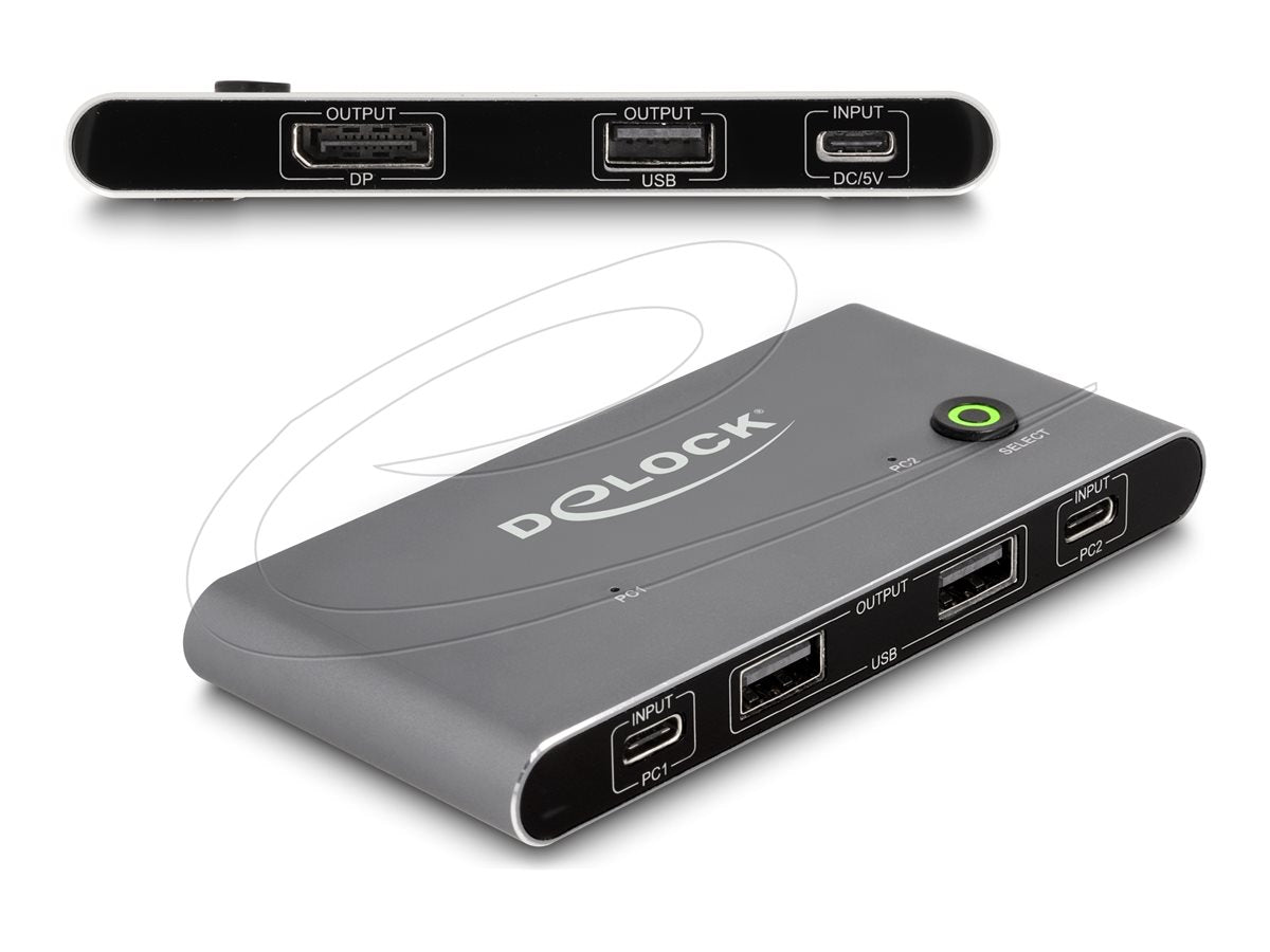 DELOCK USB-C KVM Switch zu DisplayPort 8K 30 Hz - Vorderansicht