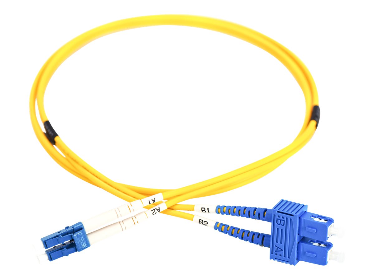 DIGITUS LWL Patchkabel LC/SC 09/125um Singelmode Duplex Halogenfrei gelb 2m - Vorderansicht