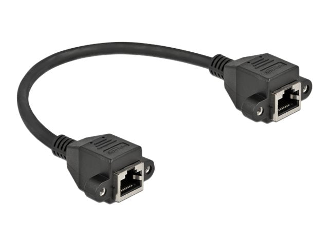 DELOCK Netzwerk Verlängerungskabel S/FTP RJ45 Buchse zu RJ45 Buchse Cat.6A 25cm schwarz - Vorderansicht
