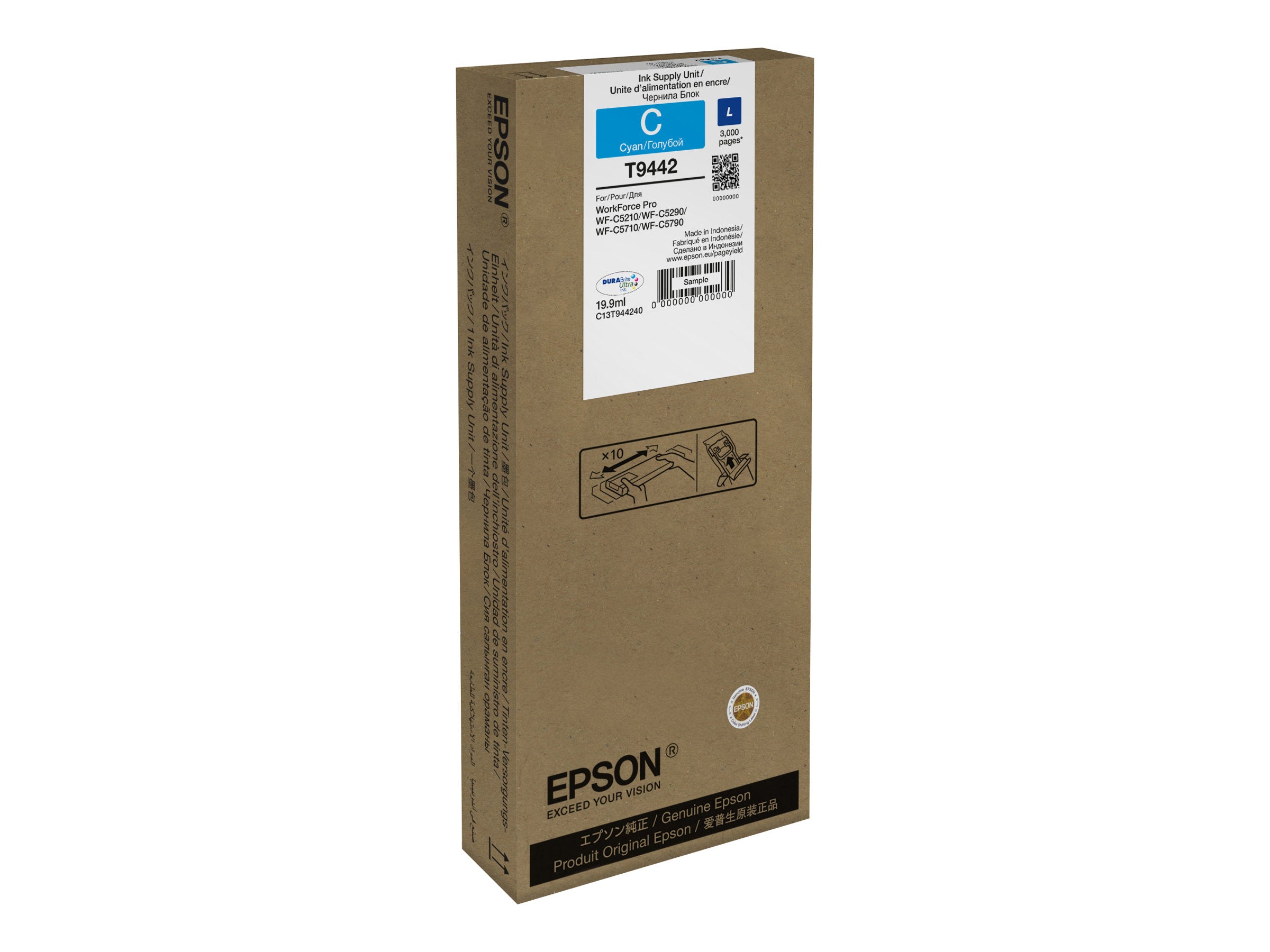 EPSON 2LB WF-C5xxx Series Ink Cartridge L Cyan 3000s Vorderansicht