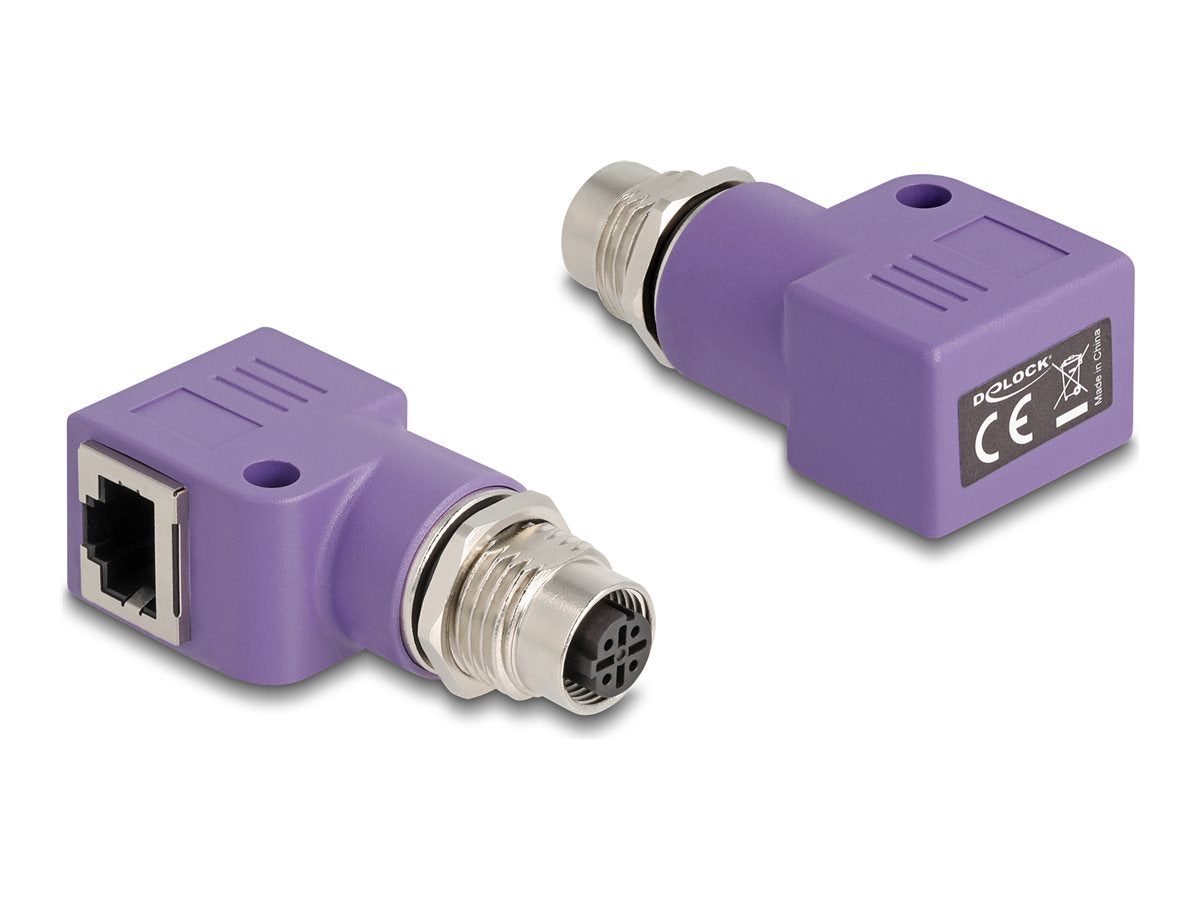 DELOCK M12 Adapter D-kodiert 4 Pin Buchse zu RJ45 Buchse Cat.5e Vorderansicht