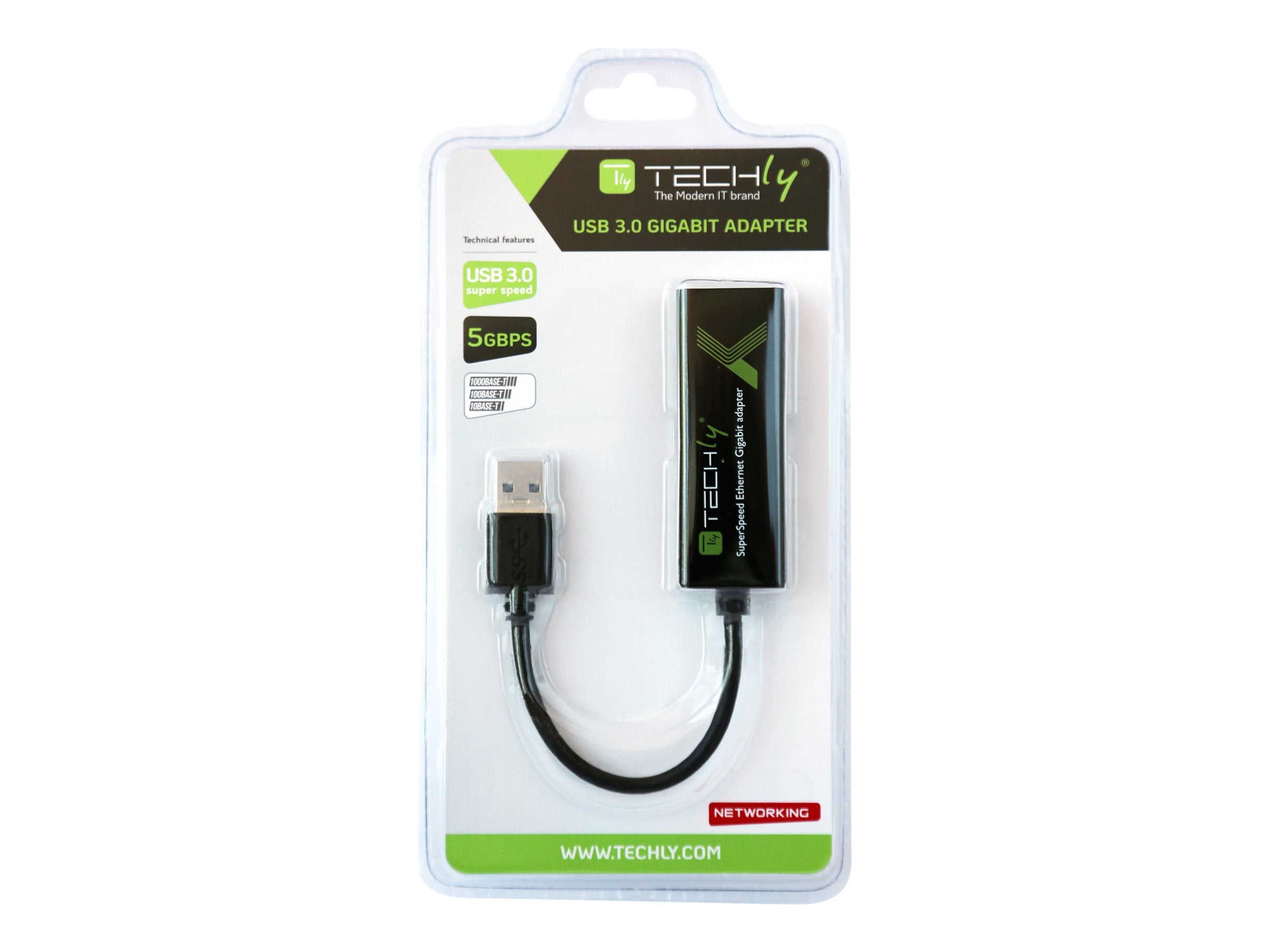 TECHLY USB 3.0 Superspeed auf RJ45 Gigabit 10/100/1000 Konverter Kabellaenge 0