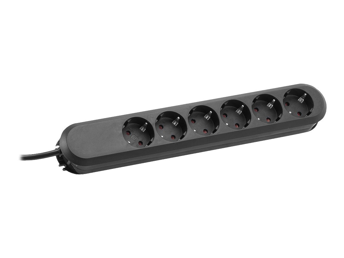 BACHMANN SMART Steckdosenleiste 6x Schutzkontakt schwarz 3m - Vorderansicht