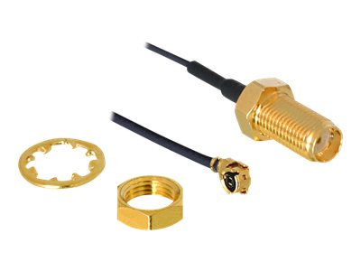 DELOCK Antennenkabel SMA Buchse zum Einbau zu I-PEX Inc. MHF I Stecker 1.37 50cm Vorderansicht