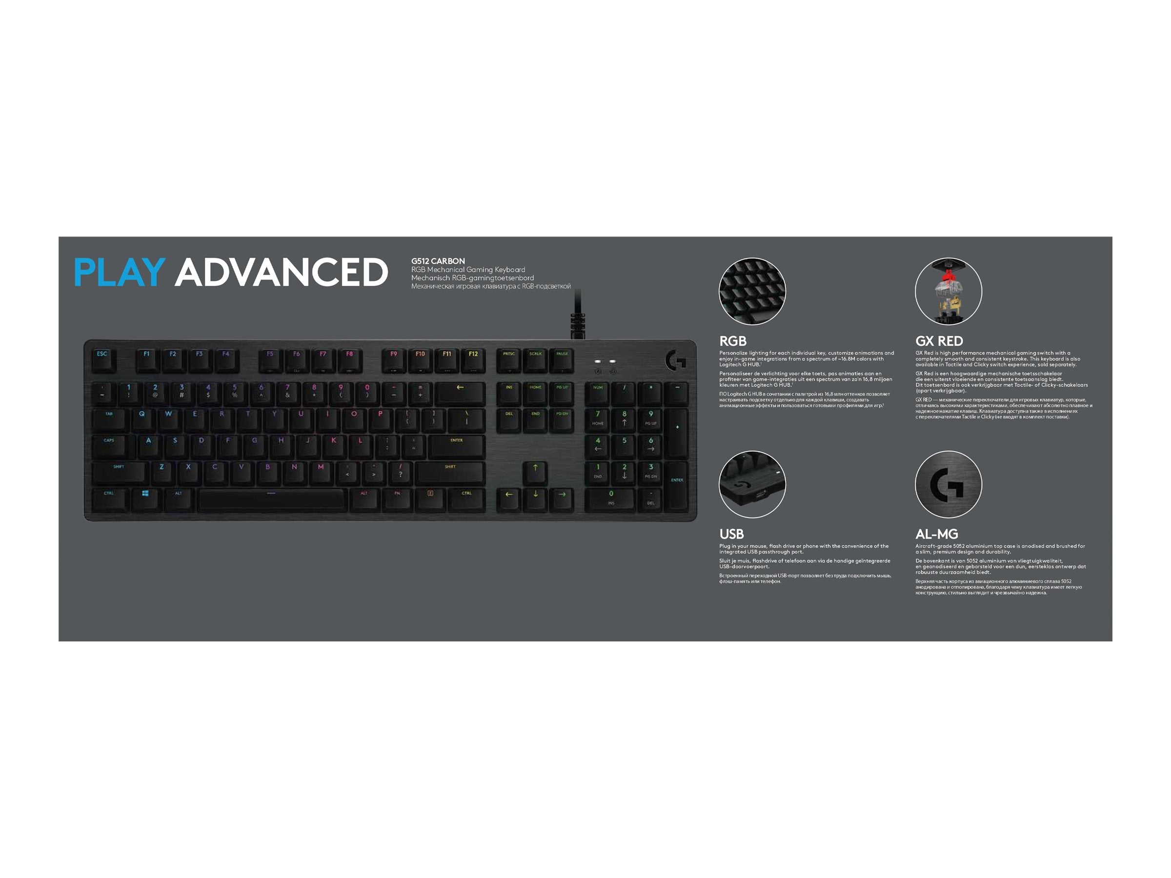 LOGITECH G512 Carbon GX Red CARBON (US) Verpackung