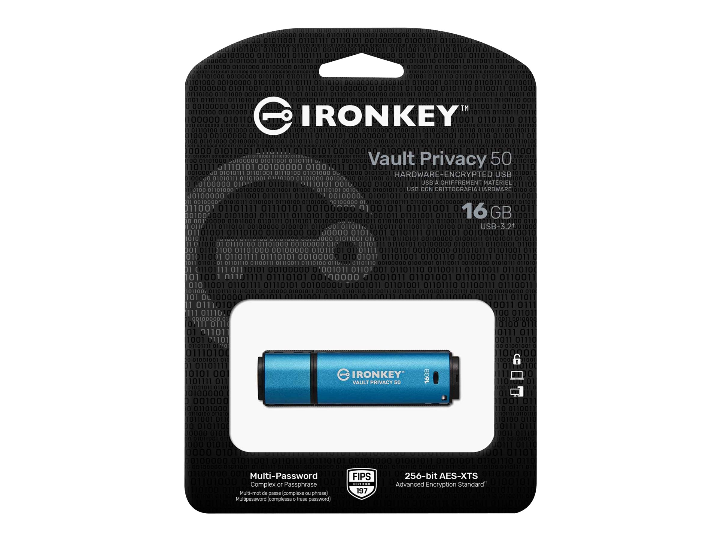 KINGSTON 16GB IronKey Vault Privacy 50 USB Vorderansicht