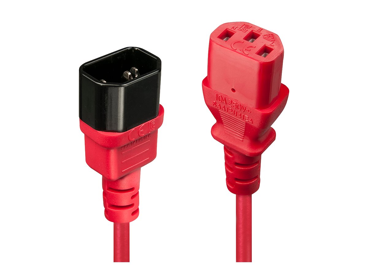 LINDY 2m IEC Verlängerung rot - Vorderansicht