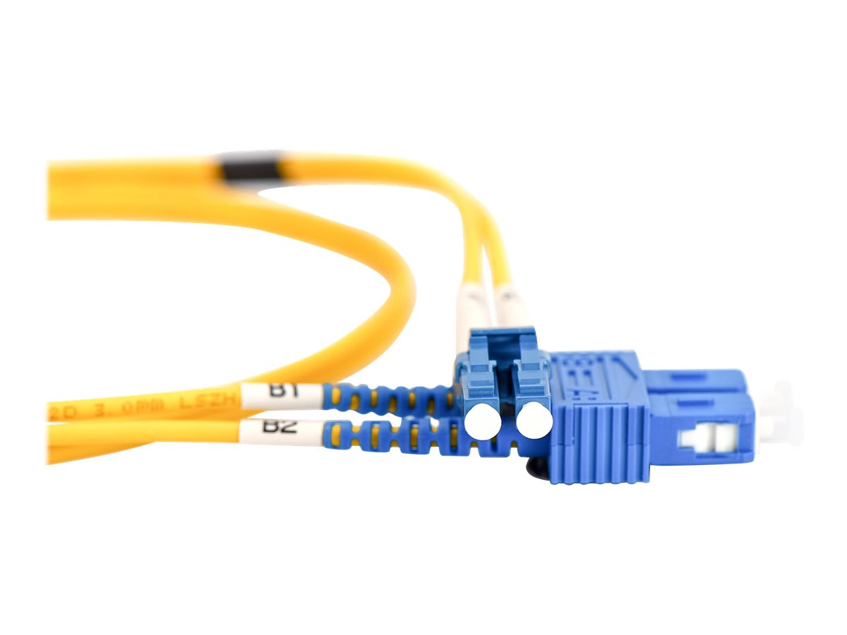 DIGITUS LWL Patchkabel LC/SC 09/125um Singelmode Duplex Halogenfrei gelb 2m - Verpackung