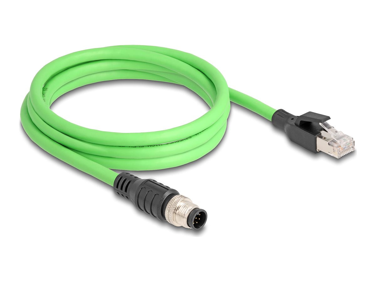 DELOCK M12 Kabel A-kodiert 8 Pin Stecker zu RJ45 Stecker PUR TPU 2m - Vorderansicht