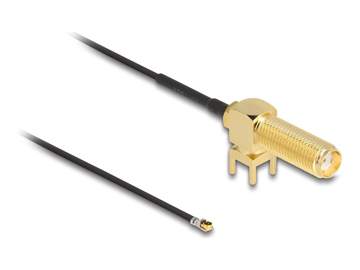 DELOCK Antennenkabel SMA 90 PCB Buchse zum Einbau zu I-PEX Inc. MHF 4L Stecker 1.13 15cm Gewindelänge 15mm