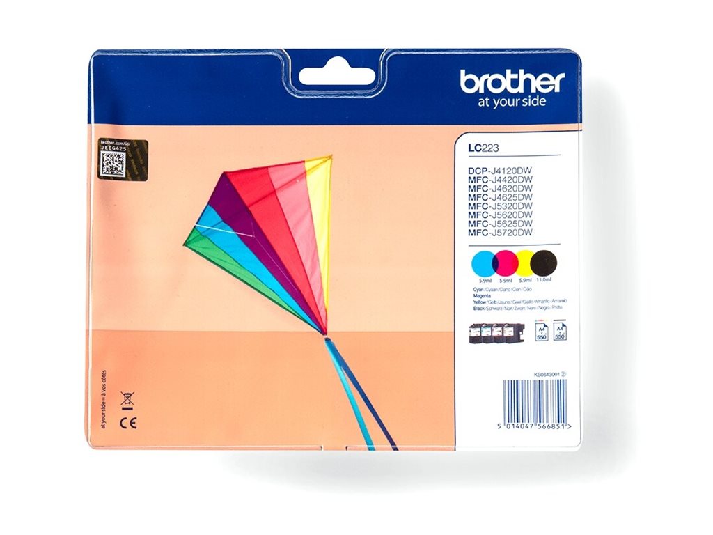 BROTHER LC-223 Tinte schwarz und dreifarbig Verpackung