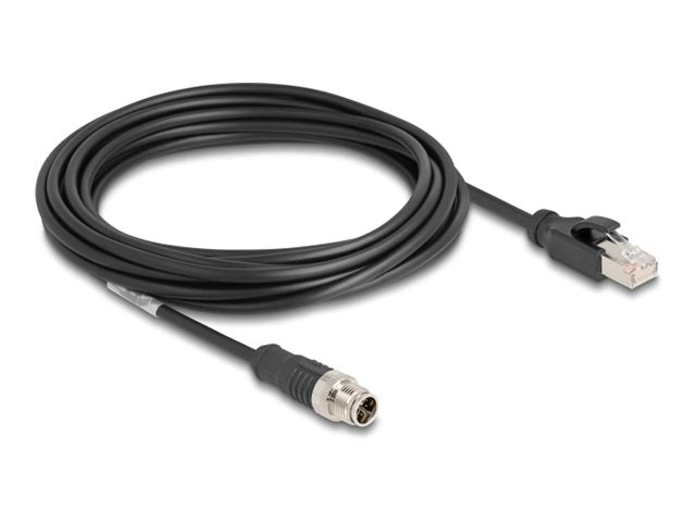 DELOCK M12 Kabel X-kodiert 8 Pin Stecker zu RJ45 Stecker PVC 5m - Vorderansicht