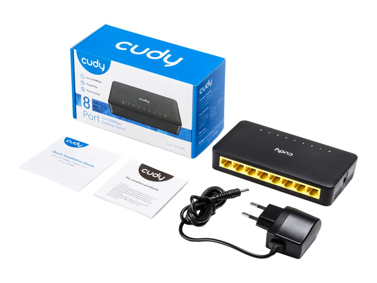 CUDY FS108D 8-Port 10/100 Desktop Switch Rückansicht