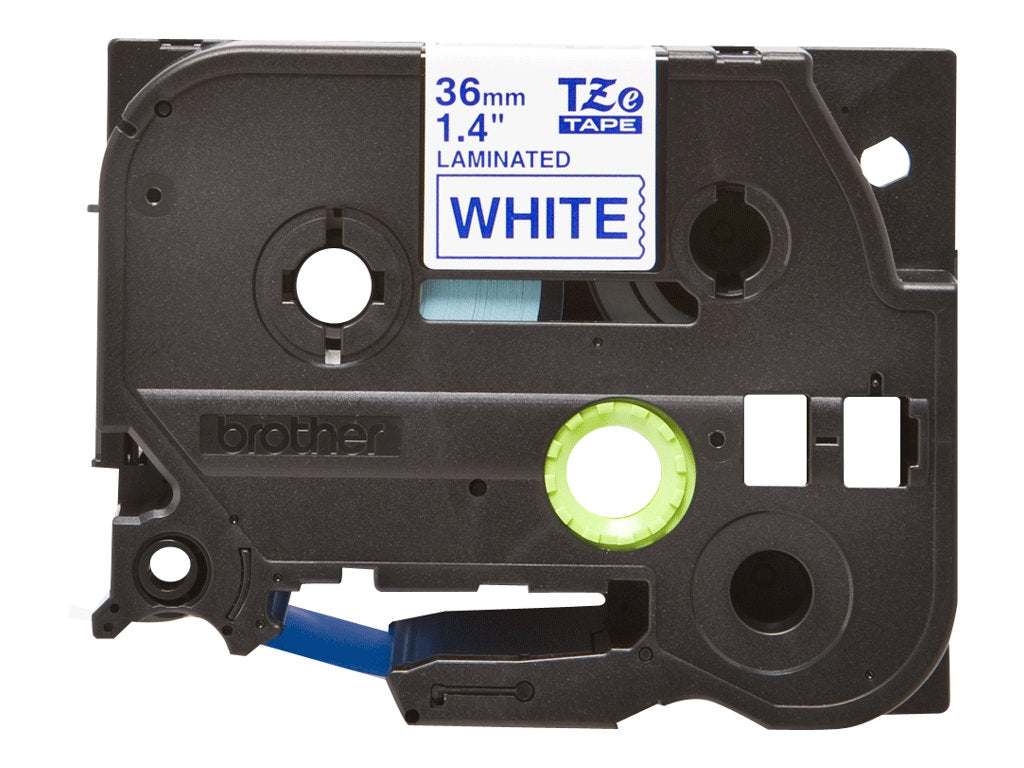 Anwendung des BROTHER TZe-263 Schriftbands blau auf weiss