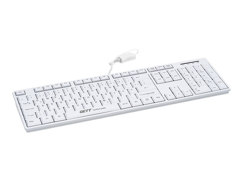 GETT GCQ CleanType Easy Basic Tastatur mit Kunststoffgehaeuse IP 68 NUM-Block 105 Tasten USB Farbe: weiss Layout: CH