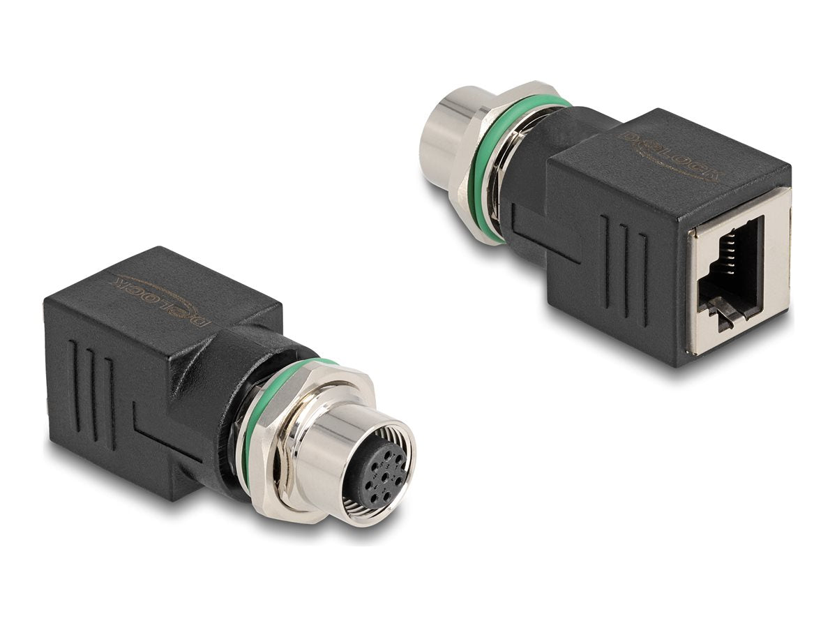 DELOCK M12 Adapter A-kodiert 8 Pin Buchse zu RJ45 Buchse gerade - Vorderansicht