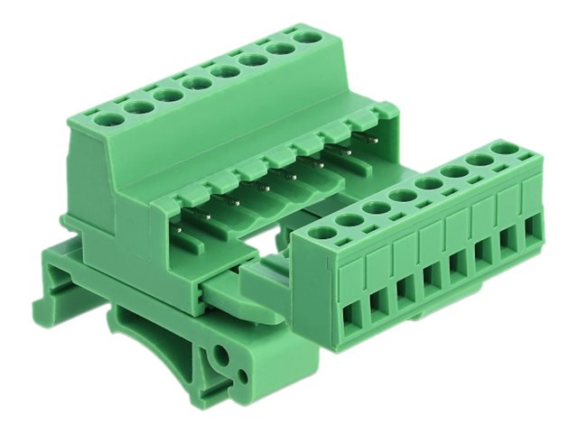DELOCK Terminalblock Set für Hutschienen 8 Pin - Vorderansicht