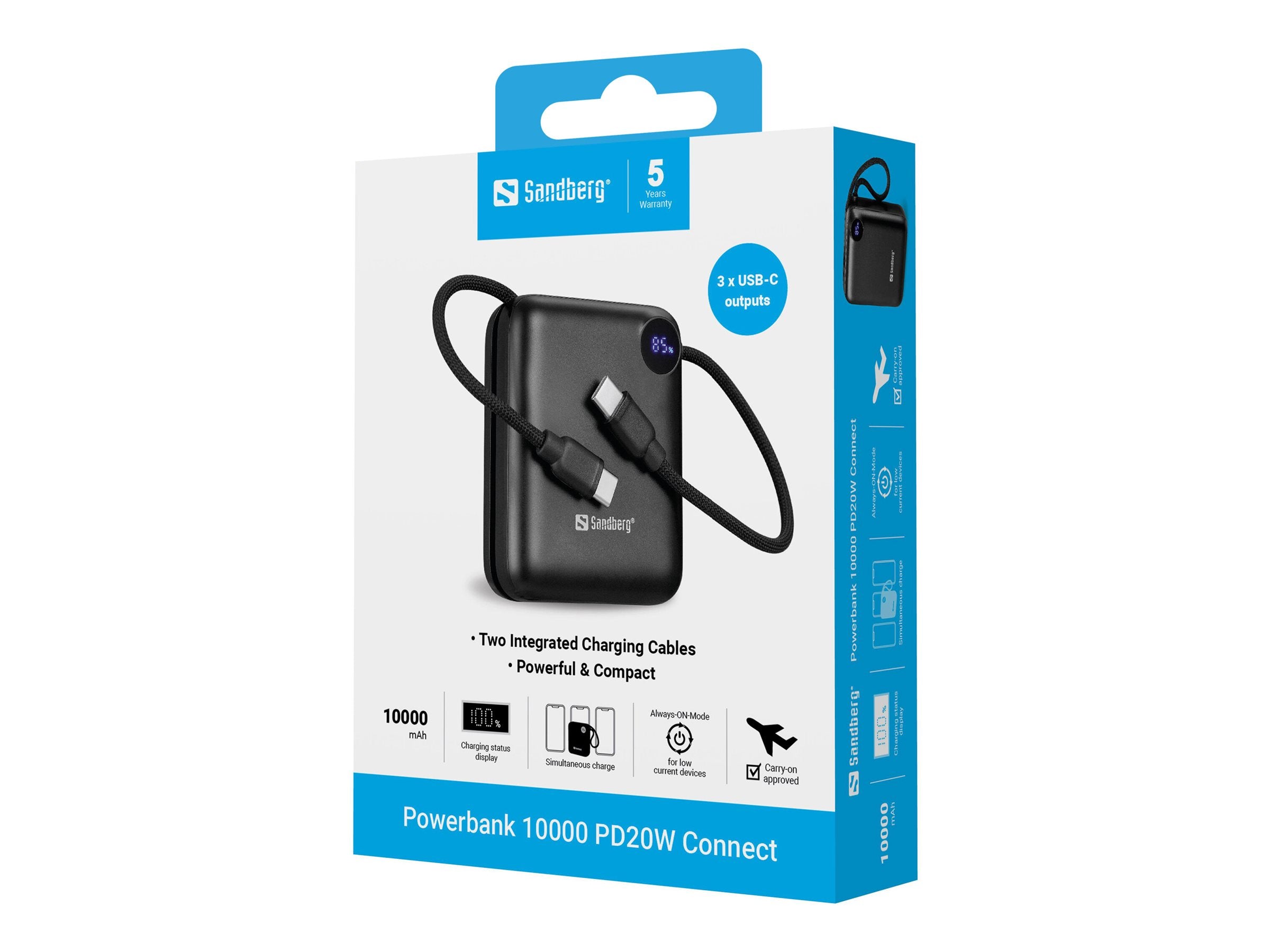 SANDBERG Powerbank 10000 PD20W Connect - Vorderansicht