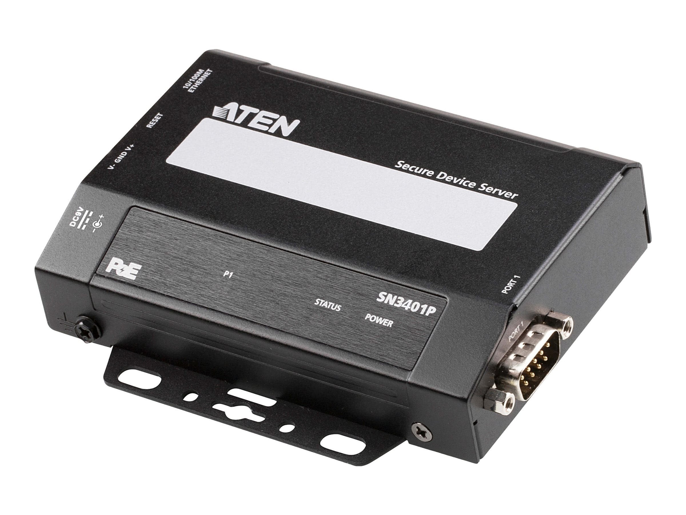 ATEN SN3401P 1-Port RS-232/422/485 Secure Device Server mit PoE - Vorderansicht