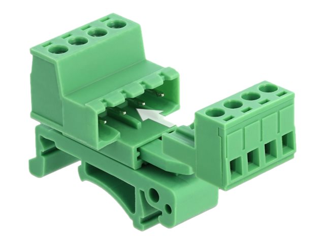 DELOCK Terminalblock Set für Hutschienen 4 Pin - Vorderansicht
