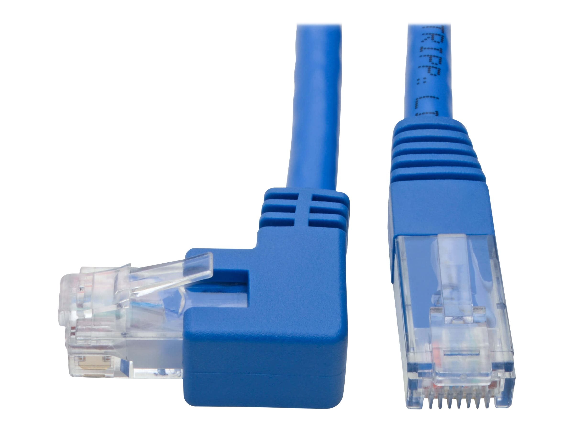 EATON TRIPPLITE Left-Angle Cat6 Gigabit Molded UTP Ethernet Cable RJ45 Left-Angle M to RJ45m Blue 1 ft. 0