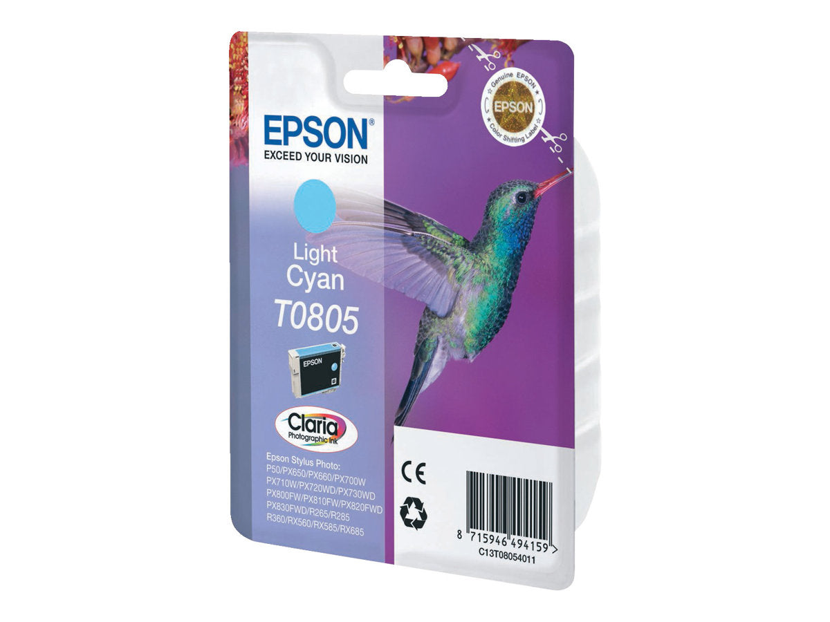 EPSON T0805 Tintenpatrone hell Cyan Vorderansicht