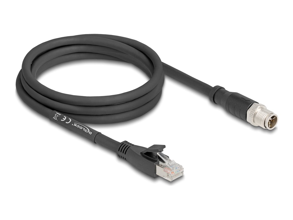 DELOCK M12 Kabel X-kodiert 8 Pin Stecker zu RJ45 Stecker Cat.5e - Vorderansicht