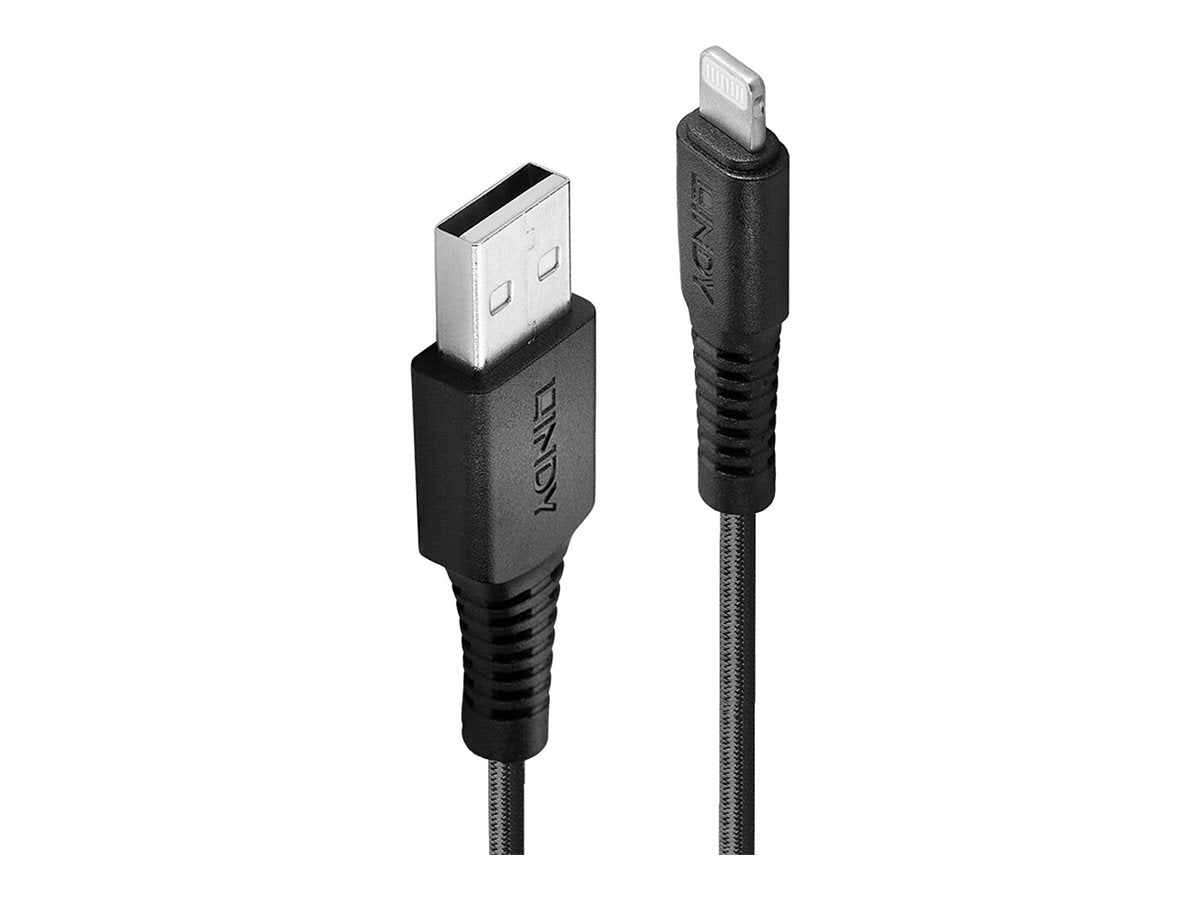 LINDY 1m verstärktes USB Typ A an Lightning Ladekabel Verpackung