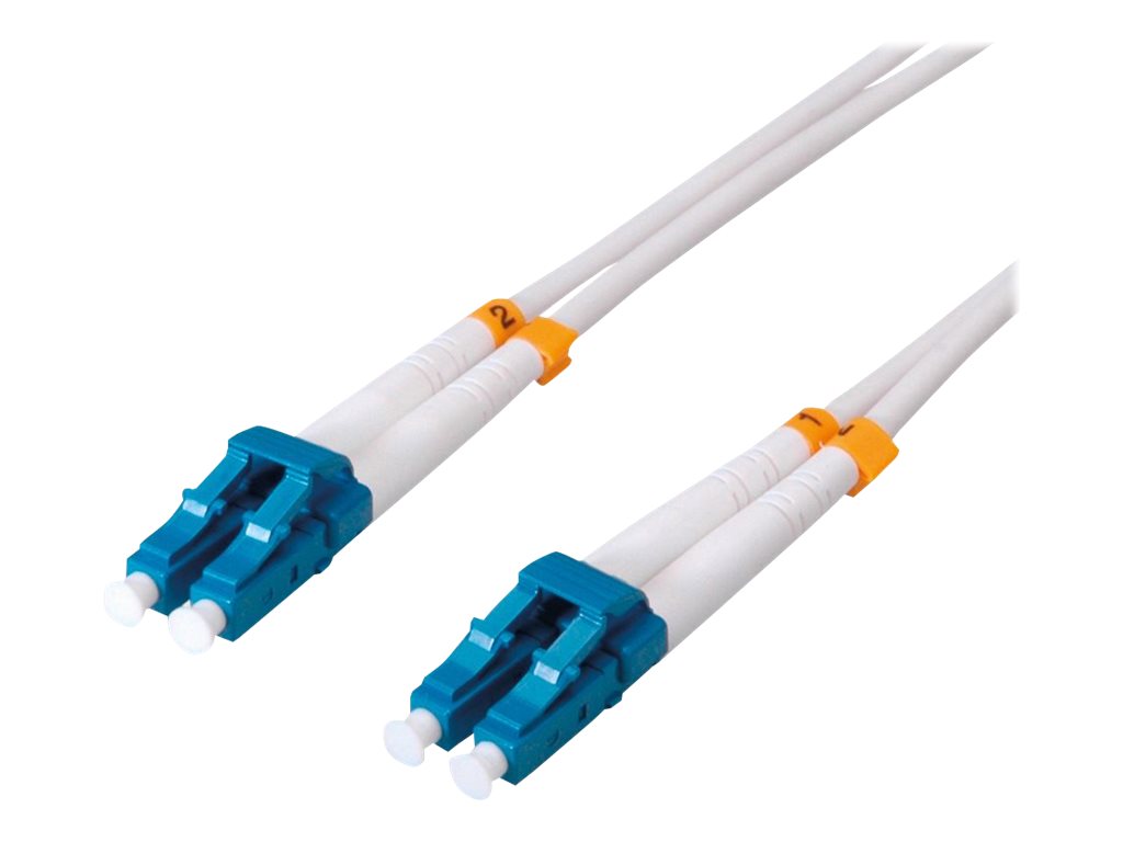 ROLINE LWL-Kabel Duplex 9/125um OS2 LC/LC stahlarmiert LSOH weiss 1m - Vorderansicht