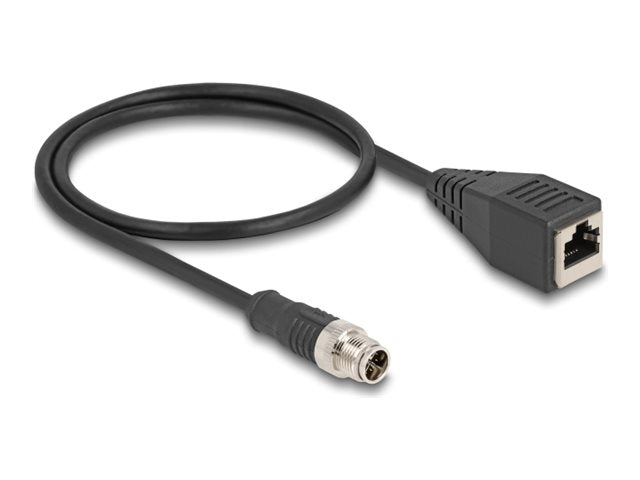 DELOCK M12 Kabel X-kodiert 8 Pin Stecker zu RJ45 Buchse PVC 0,5m - Vorderansicht
